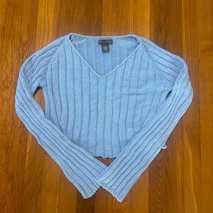 Vintage Banana Republic Sky Blue V-Neck Cable Knit Sweater